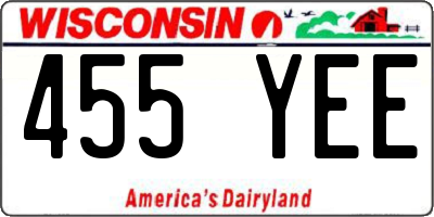 WI license plate 455YEE