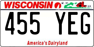 WI license plate 455YEG