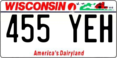 WI license plate 455YEH