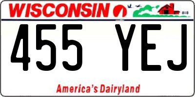WI license plate 455YEJ
