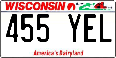 WI license plate 455YEL