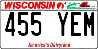 WI license plate 455YEM