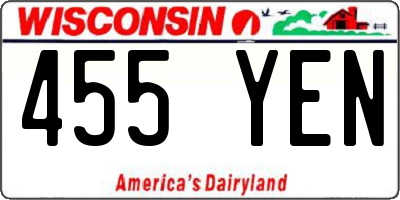 WI license plate 455YEN