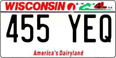 WI license plate 455YEQ