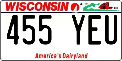 WI license plate 455YEU