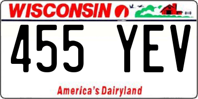 WI license plate 455YEV
