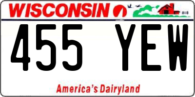 WI license plate 455YEW