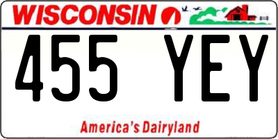 WI license plate 455YEY