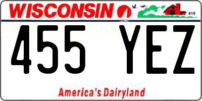 WI license plate 455YEZ