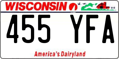 WI license plate 455YFA