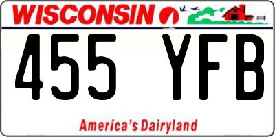 WI license plate 455YFB
