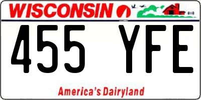 WI license plate 455YFE
