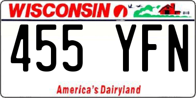WI license plate 455YFN