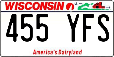 WI license plate 455YFS