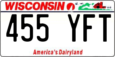WI license plate 455YFT