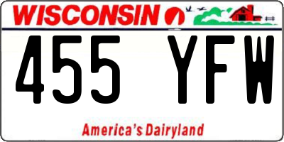 WI license plate 455YFW