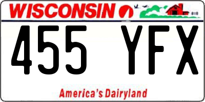 WI license plate 455YFX