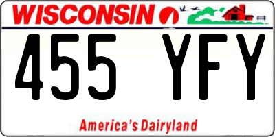 WI license plate 455YFY