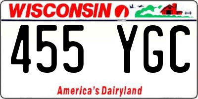 WI license plate 455YGC