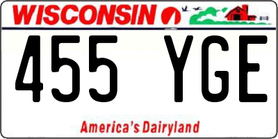 WI license plate 455YGE