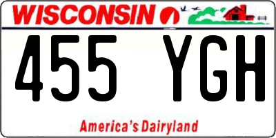 WI license plate 455YGH