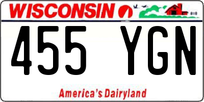 WI license plate 455YGN