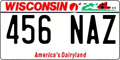 WI license plate 456NAZ
