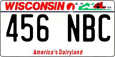 WI license plate 456NBC
