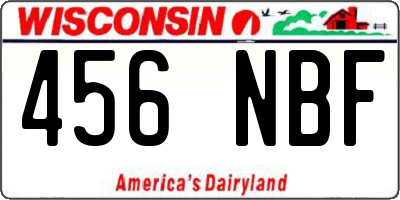 WI license plate 456NBF