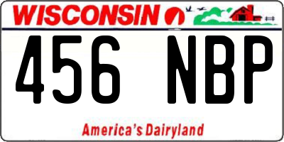 WI license plate 456NBP