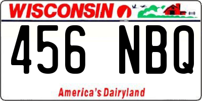 WI license plate 456NBQ