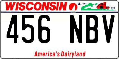 WI license plate 456NBV