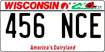 WI license plate 456NCE