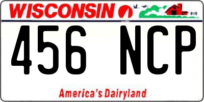 WI license plate 456NCP