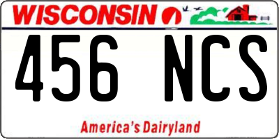 WI license plate 456NCS