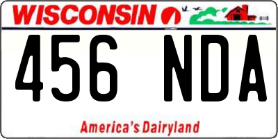 WI license plate 456NDA
