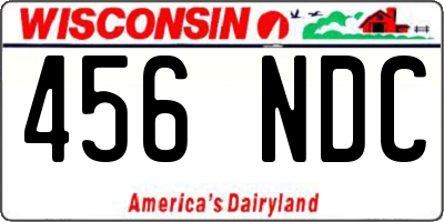 WI license plate 456NDC