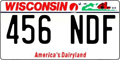 WI license plate 456NDF
