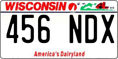 WI license plate 456NDX