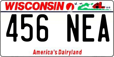 WI license plate 456NEA