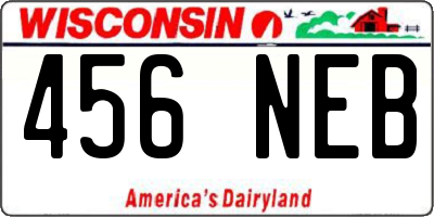 WI license plate 456NEB