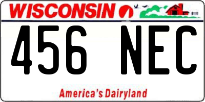 WI license plate 456NEC