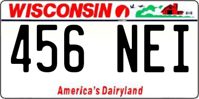 WI license plate 456NEI