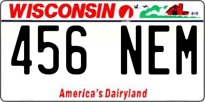 WI license plate 456NEM