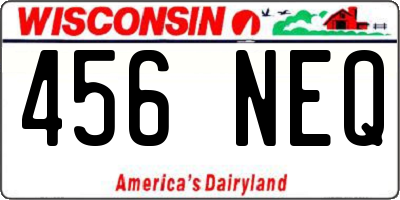 WI license plate 456NEQ