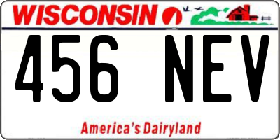 WI license plate 456NEV