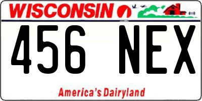 WI license plate 456NEX