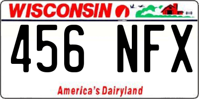 WI license plate 456NFX