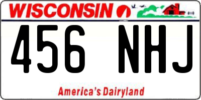 WI license plate 456NHJ