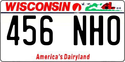 WI license plate 456NHO